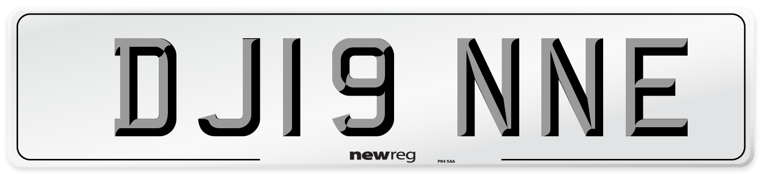 DJ19 NNE Number Plate from New Reg